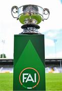 4 May 2025; A general view of the cup before the FAI Youth Cup final match between Mervue United and College Corinthians at Eamonn Deacy Park in Galway. Photo by Tyler Miller/Sportsfile