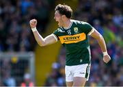 4 May 2025; David Clifford of Kerry celebrates after scoring his side's first goal during the Munster GAA Football Senior Championship final match between Kerry and Clare at Fitzgerald Stadium in Killarney, Kerry. Photo by Brendan Moran/Sportsfile