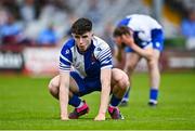 4 May 2025; Padraig McGrath of College Corinthians reacts to a missed opportunity on goal during the FAI Youth Cup final match between Mervue United and College Corinthians at Eamonn Deacy Park in Galway. Photo by Tyler Miller/Sportsfile