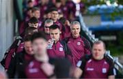 4 May 2025; Galway manager Padraic Joyce, right, arrives with his team before the Connacht GAA Football Senior Championship final match between Mayo and Galway at Hastings Insurance MacHale Park in Castlebar, Mayo. Photo by Seb Daly/Sportsfile