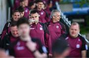 4 May 2025; Galway manager Padraic Joyce, right, arrives with his team before the Connacht GAA Football Senior Championship final match between Mayo and Galway at Hastings Insurance MacHale Park in Castlebar, Mayo. Photo by Seb Daly/Sportsfile