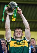 4 May 2025; Kerry captain Gavin White lifts the cup after the Munster GAA Football Senior Championship final match between Kerry and Clare at Fitzgerald Stadium in Killarney, Kerry. Photo by Brendan Moran/Sportsfile