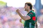4 May 2025; Aidan O’Shea of Mayo celebrates winning a free during the Connacht GAA Football Senior Championship final match between Mayo and Galway at Hastings Insurance MacHale Park in Castlebar, Mayo. Photo by Seb Daly/Sportsfile