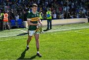 4 May 2025; Kerry captain Gavin White with the cup after the Munster GAA Football Senior Championship final match between Kerry and Clare at Fitzgerald Stadium in Killarney, Kerry. Photo by Brendan Moran/Sportsfile