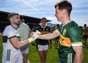 4 May 2025; Kerry goalkeeper Shane Murphy and Barry Dan O'Sullivan celebrate after the Munster GAA Football Senior Championship final match between Kerry and Clare at Fitzgerald Stadium in Killarney, Kerry. Photo by Brendan Moran/Sportsfile