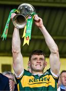 4 May 2025; Kerry captain Gavin White lifts the cup after the Munster GAA Football Senior Championship final match between Kerry and Clare at Fitzgerald Stadium in Killarney, Kerry. Photo by Brendan Moran/Sportsfile