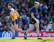 4 May 2025; Clare players Ronan Lanigan, left, and goalkeeper Eamon Tubridy after Kerry's third goal during the Munster GAA Football Senior Championship final match between Kerry and Clare at Fitzgerald Stadium in Killarney, Kerry. Photo by Piaras Ó Mídheach/Sportsfile