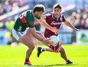 4 May 2025; Aidan O’Shea of Mayo in action against Seán Fitzgerald of Galway during the Connacht GAA Football Senior Championship final match between Mayo and Galway at Hastings Insurance MacHale Park in Castlebar, Mayo. Photo by Seb Daly/Sportsfile