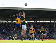 4 May 2025; Barry Dan O'Sullivan of Kerry in action against Ikem Ugweuru of Clare during the Munster GAA Football Senior Championship final match between Kerry and Clare at Fitzgerald Stadium in Killarney, Kerry. Photo by Piaras Ó Mídheach/Sportsfile