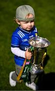 4 May 2025; Lúca O'Neill, age 2 and a half, son of Kerry coach Cian O'Neill with the trophy after the Munster GAA Football Senior Championship final match between Kerry and Clare at Fitzgerald Stadium in Killarney, Kerry. Photo by Piaras Ó Mídheach/Sportsfile