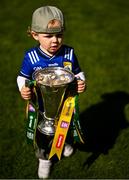 4 May 2025; Lúca O'Neill, age 2 and a half, son of Kerry coach Cian O'Neill with the trophy after the Munster GAA Football Senior Championship final match between Kerry and Clare at Fitzgerald Stadium in Killarney, Kerry. Photo by Piaras Ó Mídheach/Sportsfile