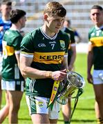 4 May 2025; Kerry captain Gavin White with the cup after his side's victory in the Munster GAA Football Senior Championship final match between Kerry and Clare at Fitzgerald Stadium in Killarney, Kerry. Photo by Piaras Ó Mídheach/Sportsfile