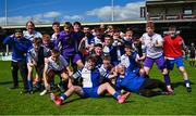4 May 2025; The College Corinthians team celebrate after the FAI Youth Cup final match between Mervue United and College Corinthians at Eamonn Deacy Park in Galway. Photo by Tyler Miller/Sportsfile