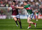 4 May 2025; Cillian McDaid of Galway in action against Ryan O’Donoghue of Mayo during the Connacht GAA Football Senior Championship final match between Mayo and Galway at Hastings Insurance MacHale Park in Castlebar, Mayo. Photo by David Fitzgerald/Sportsfile