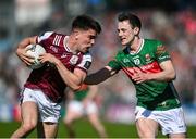 4 May 2025; Seán Kelly of Galway in action against Diarmuid O’Connor of Mayo during the Connacht GAA Football Senior Championship final match between Mayo and Galway at Hastings Insurance MacHale Park in Castlebar, Mayo. Photo by David Fitzgerald/Sportsfile