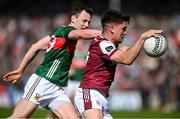 4 May 2025; Seán Kelly of Galway in action against Diarmuid O’Connor of Mayo during the Connacht GAA Football Senior Championship final match between Mayo and Galway at Hastings Insurance MacHale Park in Castlebar, Mayo. Photo by David Fitzgerald/Sportsfile