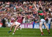 4 May 2025; Paul Conroy of Galway kicks a two point score during the Connacht GAA Football Senior Championship final match between Mayo and Galway at Hastings Insurance MacHale Park in Castlebar, Mayo. Photo by David Fitzgerald/Sportsfile