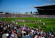 4 May 2025; The teams march behind the band before the Connacht GAA Football Senior Championship final match between Mayo and Galway at Hastings Insurance MacHale Park in Castlebar, Mayo. Photo by David Fitzgerald/Sportsfile