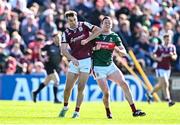 4 May 2025; Paul Conroy of Galway and Stephen Coen of Mayo tussle during the Connacht GAA Football Senior Championship final match between Mayo and Galway at Hastings Insurance MacHale Park in Castlebar, Mayo. Photo by Seb Daly/Sportsfile