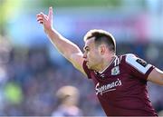 4 May 2025; Cillian McDaid of Galway celebrates after kicking a point during the Connacht GAA Football Senior Championship final match between Mayo and Galway at Hastings Insurance MacHale Park in Castlebar, Mayo. Photo by Seb Daly/Sportsfile