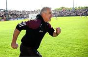 4 May 2025; Galway manager Padraic Joyce celebrates after his side's victory in the Connacht GAA Football Senior Championship final match between Mayo and Galway at Hastings Insurance MacHale Park in Castlebar, Mayo. Photo by Seb Daly/Sportsfile