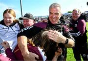 4 May 2025; Galway manager Padraic Joyce celebrates with supporters and family after the Connacht GAA Football Senior Championship final match between Mayo and Galway at Hastings Insurance MacHale Park in Castlebar, Mayo. Photo by Seb Daly/Sportsfile
