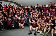 4 May 2025; Galway players and staff celebrate with the cup after the Connacht GAA Football Senior Championship final match between Mayo and Galway at Hastings Insurance MacHale Park in Castlebar, Mayo. Photo by David Fitzgerald/Sportsfile