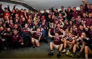 4 May 2025; Galway players and staff celebrate with the cup after the Connacht GAA Football Senior Championship final match between Mayo and Galway at Hastings Insurance MacHale Park in Castlebar, Mayo. Photo by David Fitzgerald/Sportsfile