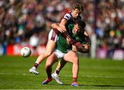 4 May 2025; Aidan O’Shea of Mayo is tackled by Cian Hernon of Galway during the Connacht GAA Football Senior Championship final match between Mayo and Galway at Hastings Insurance MacHale Park in Castlebar, Mayo. Photo by David Fitzgerald/Sportsfile