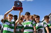 5 May 2025; Naas players after the Leinster Rugby U14 Plate final match between Naas and Tullow at Energia Park in Dublin. Photo by Stephen Marken/Sportsfile