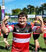 5 May 2025; Rory Wolohan of Wicklow celebrates after his side's victory in the Leinster Rugby U15 McAuley Cup final match between Wicklow and Boyne at Energia Park in Dublin. Photo by Stephen Marken/Sportsfile
