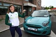 7 May 2025; Olympian and World Indoor silver medallist Kate O’Connor pictured at the launch of a new partnership between Team Ireland and Fiat, held at Olympic House on the Sport Ireland Campus in Dublin. The Olympic Federation of Ireland has announced a four-year partnership with Fiat, naming the iconic Italian car brand as the Official Car Partner of Team Ireland through to the Milano Cortina 2026 Winter Olympic Games and the Los Angeles 2028 Summer Olympic Games. As part of the agreement, a dedicated fleet of Fiat vehicles will be provided to athletes and sporting National Governing Bodies. Photo by Brendan Moran/Sportsfile
