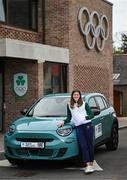 7 May 2025; Olympian and World Indoor silver medallist Kate O’Connor pictured at the launch of a new partnership between Team Ireland and Fiat, held at Olympic House on the Sport Ireland Campus in Dublin. The Olympic Federation of Ireland has announced a four-year partnership with Fiat, naming the iconic Italian car brand as the Official Car Partner of Team Ireland through to the Milano Cortina 2026 Winter Olympic Games and the Los Angeles 2028 Summer Olympic Games. As part of the agreement, a dedicated fleet of Fiat vehicles will be provided to athletes and sporting National Governing Bodies. Photo by Brendan Moran/Sportsfile
