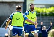 5 May 2025; James Ryan, right, and Rónan Kelleher during Leinster Rugby squad training at UCD in Dublin. Photo by Seb Daly/Sportsfile