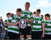 5 May 2025; Naas players after their side's victory in the Leinster Rugby U16 Plate final match between Wexford and Naas at Energia Park in Dublin. Photo by Stephen Marken/Sportsfile