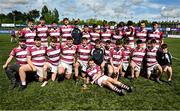 5 May 2025; The Tullow players after their side's victory in the Leinster Rugby U16 Cup final match between Tullow and Navan at Energia Park in Dublin. Photo by Stephen Marken/Sportsfile
