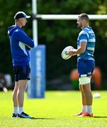5 May 2025; Head coach Leo Cullen, left, and Max Deegan during Leinster Rugby squad training at UCD in Dublin. Photo by Seb Daly/Sportsfile