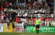 2 May 2025; Derry City supporters during the SSE Airtricity Men's Premier Division match between Derry City and Shelbourne at The Ryan McBride Brandywell Stadium in Derry. Photo by Stephen McCarthy/Sportsfile