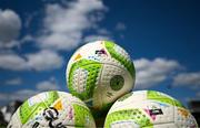 5 May 2025; A general view of match balls pitchside before the SSE Airtricity Men's Premier Division match between Galway United and Bohemians at Eamonn Deacy Park in Galway. Photo by Brendan Moran/Sportsfile