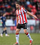 2 May 2025; Michael Duffy of Derry City during the SSE Airtricity Men's Premier Division match between Derry City and Shelbourne at The Ryan McBride Brandywell Stadium in Derry. Photo by Stephen McCarthy/Sportsfile