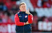 5 May 2025; Shelbourne manager Damien Duff before the SSE Airtricity Men's Premier Division match between Shelbourne and Waterford at Tolka Park in Dublin. Photo by Seb Daly/Sportsfile