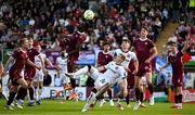 5 May 2025; Jeannot Esua of Galway United in action against Ross Tierney of Bohemians during the SSE Airtricity Men's Premier Division match between Galway United and Bohemians at Eamonn Deacy Park in Galway. Photo by Brendan Moran/Sportsfile