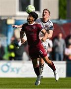 5 May 2025; Moses Dyer of Galway United in action against John Mountney of Bohemians during the SSE Airtricity Men's Premier Division match between Galway United and Bohemians at Eamonn Deacy Park in Galway. Photo by Brendan Moran/Sportsfile