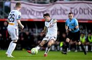 5 May 2025; Dawson Devoy of Bohemians has a shot on goal during the SSE Airtricity Men's Premier Division match between Galway United and Bohemians at Eamonn Deacy Park in Galway. Photo by Brendan Moran/Sportsfile