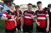 5 May 2025; Wicklow players after their side's victory in the Leinster Rugby U18 Tom D'Arcy Cup final match between Balbriggan and Wicklow at Energia Park in Dublin. Photo by Stephen Marken/Sportsfile