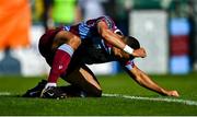 5 May 2025; Douglas James-Taylor of Drogheda United reacts to a missed opportunity on goal during the SSE Airtricity Men's Premier Division match between Drogheda United and Cork City at Sullivan & Lambe Park in Drogheda, Louth. Photo by Tyler Miller/Sportsfile