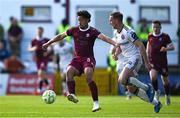 5 May 2025; Moses Dyer of Galway United in action against John Mountney of Bohemians during the SSE Airtricity Men's Premier Division match between Galway United and Bohemians at Eamonn Deacy Park in Galway. Photo by Brendan Moran/Sportsfile