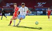 5 May 2025; Kacper Radkowski of Waterford in action against John Martin of Shelbourne during the SSE Airtricity Men's Premier Division match between Shelbourne and Waterford at Tolka Park in Dublin. Photo by Seb Daly/Sportsfile