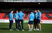 5 May 2025; St Patrick's Athletic players before the SSE Airtricity Men's Premier Division match between Derry City and St Patrick's Athletic at The Ryan McBride Brandywell Stadium in Derry. Photo by Stephen McCarthy/Sportsfile
