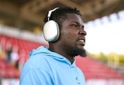 5 May 2025; St Patrick's Athletic goalkeeper Joseph Anang before the SSE Airtricity Men's Premier Division match between Derry City and St Patrick's Athletic at The Ryan McBride Brandywell Stadium in Derry. Photo by Stephen McCarthy/Sportsfile